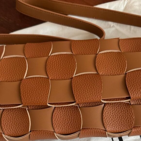 Neiman Marcus Chunli Caramel Brown Woven Evening Bag - Picture 4 of 5